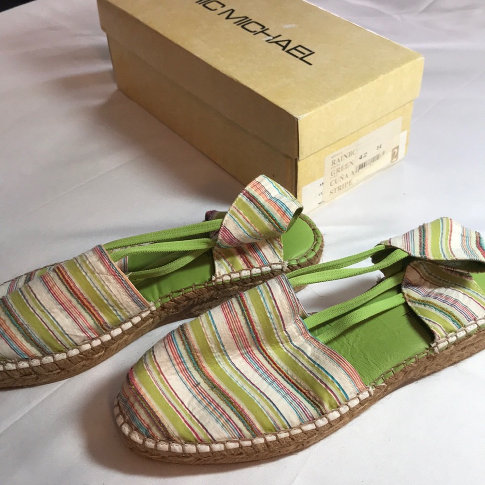 🦀Eric Michael women’s striped espadrilles size 10 - Picture 1 of 4